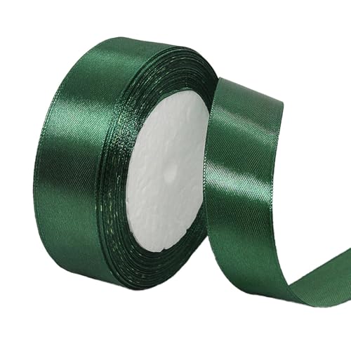 POPOYU Satinband Schwarzgrün 25mm,Schwarzgrün Band 2.5cm,Dekoration Präsent Geschenkband,23M Geschenkband Schleifenband für Kleid,Hochzeit,Geburtstag Geschenke,Satin Dekoband,Deko Band Geschenkverpack von POPOYU