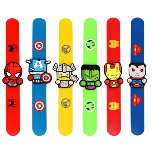 POPOYU Silikon Schnapparmbänder Kinder,6 Stück Superheld Party Slap Armbänder Mitgebsel,Superheld Armband Junge Mädchen Superheld Geburtstagsdeko für Kinder Party Bag Fillers POPOYU Silikon Schnapparmbänder Kinder,6 Stück Superheld Party Slap Armbänder Mitgebsel,Superheld Armband Junge Mädchen Superheld Geburtstagsdeko für Kinder Party Bag Fillers von POPOYU