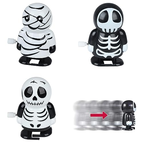 POPOYU Skeleton Halloween Aufziehspielzeug für Kinder,3 Stück Cartoon-Aufziehspielzeug Halloween-Party-Aufziehspielzeug springendes laufendes Aufziehspielzeug von POPOYU