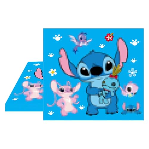POPOYU Stitch Geburtstag Servietten, 20 Stück Blau Party Servietten Tischdeko, 33x33cm Papierservietten Paper Napkins, Kindergeburtstag Party Zubehör für Junge Mädchen Stichbesteck Besteck Set von POPOYU