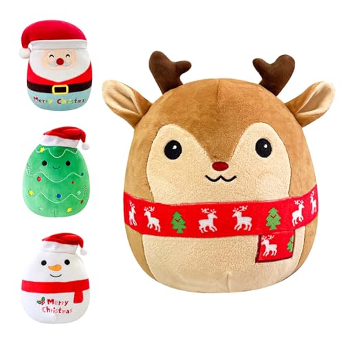 POPOYU Elch Kuscheltier,Kawaii Plüsch Stofftier Gefüllte Plüschpuppe,Elch Plüschtier Nikolaus Stofftier Weihnachtsmann für Kinder Sofa Schlafzimmer Dekoration Spielzeug Weihnachten Neujahr Geschenk von POPOYU