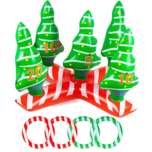 POPOYU Weihnachten Ringwurfspiel Erwachsene,Aufblasbare Werfen Spiel Aufblasbares Weihnachtsspiele,Familien Weihnachtsparty Spiel Weihnachten Stapeln Ring Spiel für Kinder Weihnachten Party Favors von POPOYU