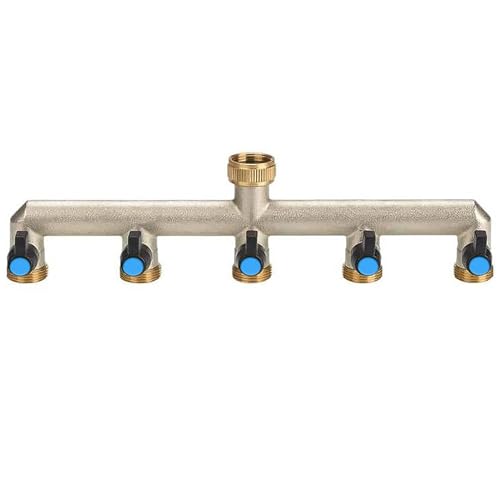 POPOYU Y Verteiler 3/4 Zoll,Gartenschlauch Verteiler 5 Wege 3/4,Schlauchanschluss,Wasserschlauch Verteiler,Messing Gartenschlauch Zubehor für Garden Hose Quick Connection Wasserhahn Freien von POPOYU