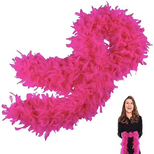 Rosenrot Federboa,Boa für Damen und Mädchen,80g 2m/6.6ft Natürliche Truthah Feder-Boa,Rosenrot Federboa Halt für Straßenfasching,Geburtstagsfeier,Konzert,Karneval,Tischdeko, Halloween,Weihnachtsfeier von POPOYU