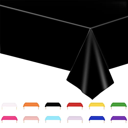 Tischdecke Schwarz,137x274cm Einweg Tischdecke Tischtuch Plastiktischdecke,Tischtuch Rechteckige Tischabdeckung Gartentischdecke Outdoor Table Cloth für Gastronomie,Party,Hochzeiten oder Haushalt von POPOYU