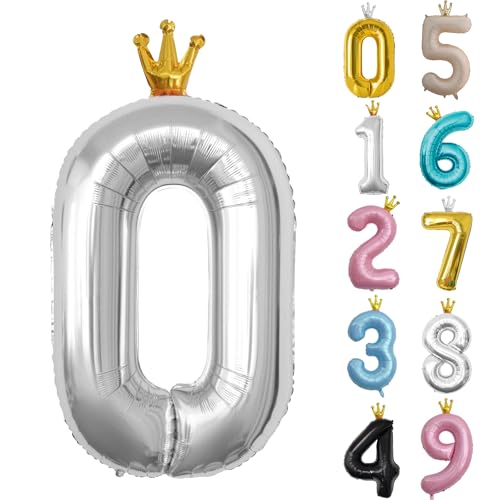 Zahl 0 Luftballon Silber, 101cm Riesen Zahlenballon Nummer 0 1 2 3 4 5 6 7 8 9 10 16 18 21 30 40 50 60 70 80 90 100, 40" Groß Folienballons für Hochzeit Jubiläum, Geburtstagsballons Party Dekoration Zahl 0 Luftballon Silber, 101cm Riesen Zahlenballon Nummer 0 1 2 3 4 5 6 7 8 9 10 16 18 21 30 40 50 60 70 80 90 100, 40" Groß Folienballons für Hochzeit Jubiläum, Geburtstagsballons Party Dekoration von POPOYU