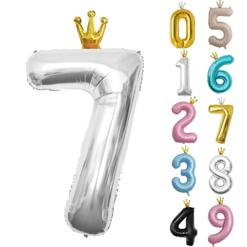 Zahl 7 Luftballon Silber, 101cm Riesen Zahlenballon Nummer 0 1 2 3 4 5 6 7 8 9 10 16 18 21 30 40 50 60 70 80 90 100, 40" Groß Folienballons für Hochzeit Jubiläum, Geburtstagsballons Party Dekoration Zahl 7 Luftballon Silber, 101cm Riesen Zahlenballon Nummer 0 1 2 3 4 5 6 7 8 9 10 16 18 21 30 40 50 60 70 80 90 100, 40" Groß Folienballons für Hochzeit Jubiläum, Geburtstagsballons Party Dekoration von POPOYU