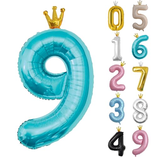 Zahl 9 Luftballon Babyblau, 101cm Riesen Zahlenballon Nummer 0 1 2 3 4 5 6 7 8 9 10 16 18 21 30 40 50 60 70 80 90 100, 40" Groß Folienballons für Hochzeit Jubiläum, Geburtstagsballons Party Dekoration Zahl 9 Luftballon Babyblau, 101cm Riesen Zahlenballon Nummer 0 1 2 3 4 5 6 7 8 9 10 16 18 21 30 40 50 60 70 80 90 100, 40" Groß Folienballons für Hochzeit Jubiläum, Geburtstagsballons Party Dekoration von POPOYU