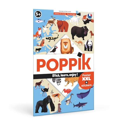 POPPIK 1841051 Sticker-Poster, Tiere der Welt, interaktives Lernposter mit Aufklebern, mehrsprachige Tierweltkarte, für Kinder ab 6 Jahren, 68 x 100 cm POPPIK 1841051 Sticker-Poster, Tiere der Welt, interaktives Lernposter mit Aufklebern, mehrsprachige Tierweltkarte, für Kinder ab 6 Jahren, 68 x 100 cm von POPPIK
