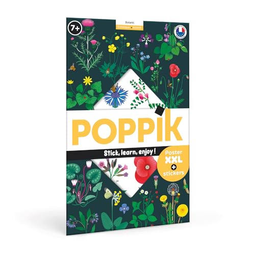 POPPIK 1841135 Sticker-Poster, Botanik, interaktives Lernposter mit Aufklebern, mehrsprachiges Pflanzenposter, für Kinder ab 7 Jahren, 68 x 100 cm von POPPIK