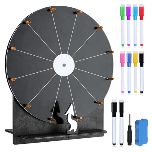 30cm Großes Glücksrad Set, Glücksrad Zum Drehen Mit Ständer Und Markierstift, Hölzernes Glücksrads, Glücksrads Zum Selbstgestalten, Löschbares Glücksradspiel Für Party Schule Familie (Schwarz) 30cm Großes Glücksrad Set, Glücksrad Zum Drehen Mit Ständer Und Markierstift, Hölzernes Glücksrads, Glücksrads Zum Selbstgestalten, Löschbares Glücksradspiel Für Party Schule Familie (Schwarz) von PORFOYO
