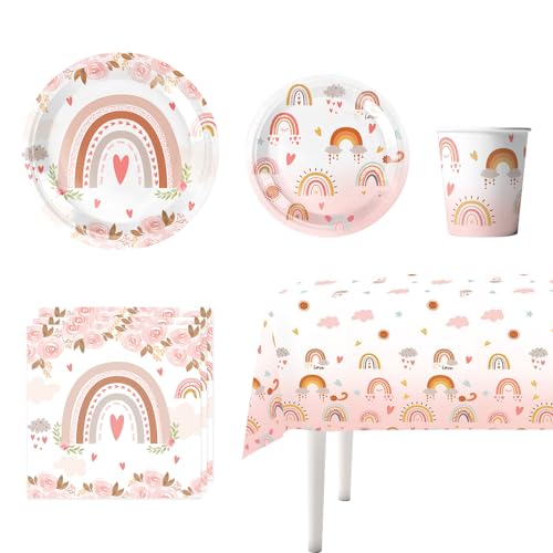 51 Stück Boho Regenbogen Partygeschirr Set Party Geschirrset Regenbogen Pappteller Servietten Pappbecher Tischdecken Set Birthday Party Tableware Set Geburtstag Party Deko Für 10 Personen 51 Stück Boho Regenbogen Partygeschirr Set Party Geschirrset Regenbogen Pappteller Servietten Pappbecher Tischdecken Set Birthday Party Tableware Set Geburtstag Party Deko Für 10 Personen von PORUPAEL