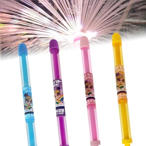 6 Stück Feuerwerk Wasserpistole Spielzeug, Romantisches Feuerwerk Wasserspritzpistole, Kreative Auszieh Spritzpistolen Pool Spielzeug, Feuerwerk Wasserpistole für Pool,Strand,Party (Muster zufällig) von PORUPAEL