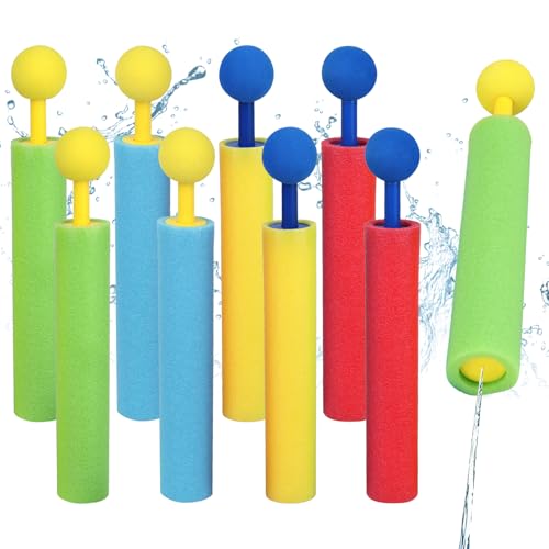 Castle Wasserpistole Kinder, 8 Stück Wasserspritze, 10 m Reichweite Wasserpistol Schaumstoff, Wasserspritzpistole, Wasserspielzeug Kinder von PORUPAEL