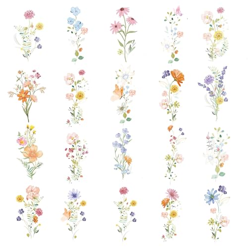 Cupcake-Topper mit Wildblumen-Motiv, für Babyparty, Kuchendekorationen, Baby in Blüte, Kuchendekorationen für Blumen, Geburtstag, Party, Hochzeit, Dekorationen, 60 Stück Cupcake-Topper mit Wildblumen-Motiv, für Babyparty, Kuchendekorationen, Baby in Blüte, Kuchendekorationen für Blumen, Geburtstag, Party, Hochzeit, Dekorationen, 60 Stück von PORUPAEL