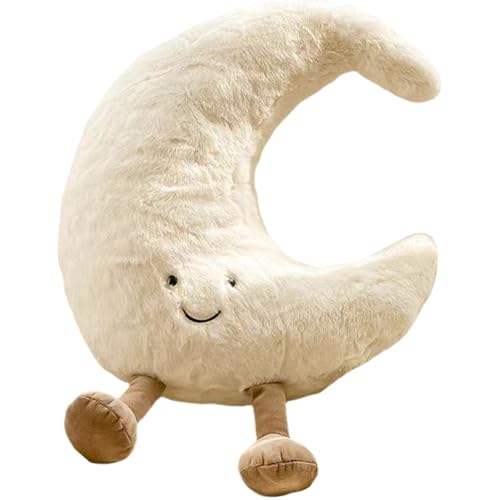 PORUPAEL 30cm Plüschkissen Sonne Mond Plüschtiere Niedliche Stofftiere Weiches Spielzeug Kind Weiches Sofa Dekokissen Für Kinderzimmer Dekoration Geschenk (Mond) von PORUPAEL