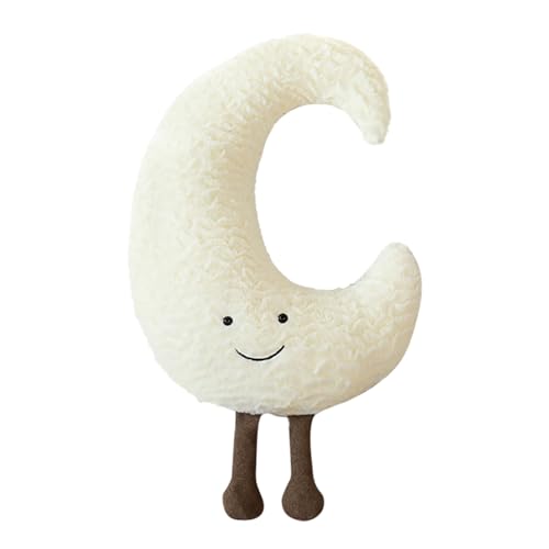 PORUPAEL 40cm Plüschkissensonne Mond Sterne Plüschtiere Niedliche Stofftiere Weiches Spielzeug Kind Weiches Sofa Dekokissen Für Kinderzimmer Dekoration Geschenk (Mond) von PORUPAEL