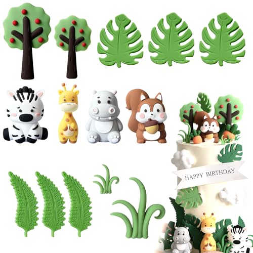 Safari Geburtstagstorte Dekoration Babyparty Dekoration Dschungeltiere Kuchen Dekoration Cake Dekoration mit Blättern, 3D-Giraffe, Nilpferd, Zebra, Eichhörnchen Safari Geburtstagstorte Dekoration Babyparty Dekoration Dschungeltiere Kuchen Dekoration Cake Dekoration mit Blättern, 3D-Giraffe, Nilpferd, Zebra, Eichhörnchen von PORUPAEL