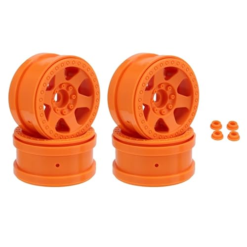 4 STÜCKE Kunststoff 2,2 Beadlock Felge Radnabe, for 1/10 RC Crawler Auto for Axial SCX10 for Wraith RR10 for Capra for Traxxas for TRX4 (Color : Orange) von POSLAB