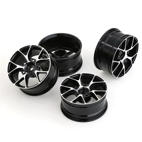 4 Stück Metallfelgen Radnabe, for 1/10 RC On-Road Drift Tourenwagen for Sakura for Traxxas for HSP for Tamiya for HPI for Kyosho for RedCat (Color : Black) von POSLAB