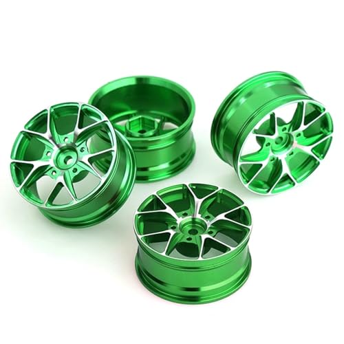 4 Stück Metallfelgen Radnabe, for 1/10 RC On-Road Drift Tourenwagen for Sakura for Traxxas for HSP for Tamiya for HPI for Kyosho for RedCat (Color : Green) von POSLAB