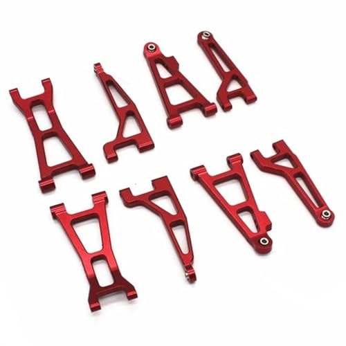 8-teiliges Metall-Vorder- und Hinterrad-Querlenker-Set, for MJX H16 16207 16208 16209 16210 1/16 RC Car Upgrades Parts (Color : Red) von POSLAB