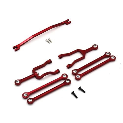 Metall-Lenkstange und Chassis-Verbindungsstange, for Kyosho Mini-Z Mini Z 4X4 1/18 RC Crawler Car Upgrade Parts (Color : Red) von POSLAB