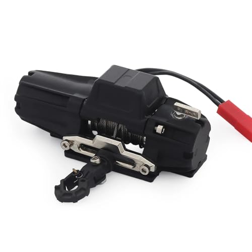 POSLAB Einzel-Doppelmotoren Elektrische Winde Drahtlose Fernbedienung Empfangen von Waren, for 1/10 RC Crawler Car for TRX4 SCX10 TF2 CC01 (Color : Black Winch) von POSLAB