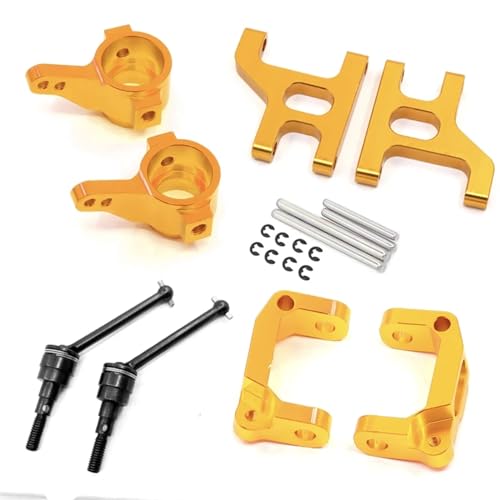 RC Cars Parts Front C-Hub Carrier (L/R) Lower Suspension Arms Knuckle Arm Uprights, Universal Driven Dogbone for 1/10 for Tamiya CC01 (Color : Gold Yellow) von POSLAB