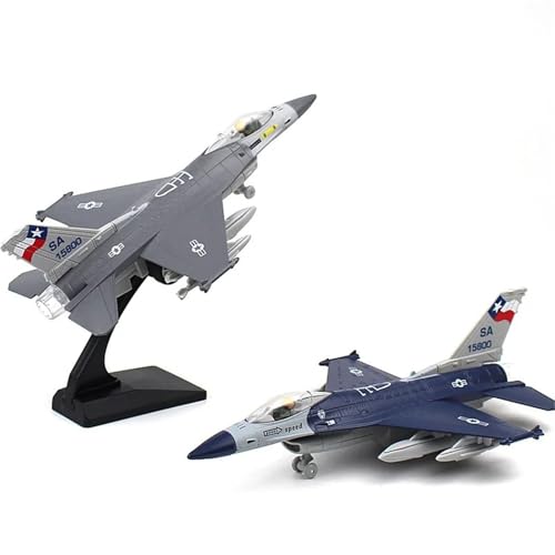 Druckguss-Flugzeugmodell für Mini-Flugzeug F-16, Sound und Licht, Militär-Miniatur-Metallmodell, Kämpfer, Spielzeug, Flugzeug, Druckguss-Metall, Einzelflugzeug, Blau von POSMRWK