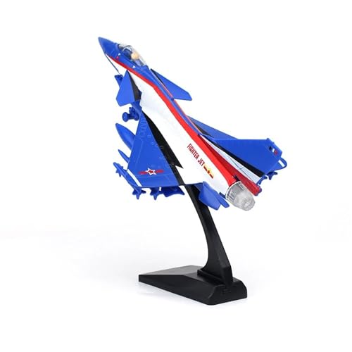 Für Flugzeugmodell aus Legierung J-10 J-20 Militärfahrzeug, Sound und Licht, rückwärts, Miniatur, Jäger, Sammlung, Geschenk für Jungen, Druckguss-Flugzeug (J10 Blau) von POSMRWK