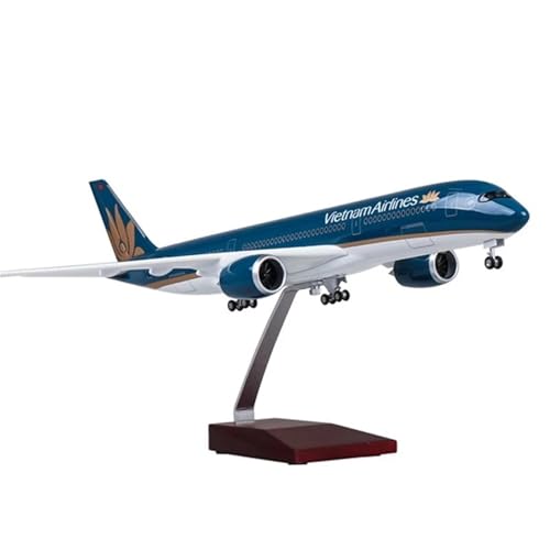 Miniatur-Flugzeug aus Kunstharz, Modell A350 von Vietnam Airlines, 47 cm, mit Lichtern und Rädern, Maßstab 1/142 (Withlight) von POSMRWK