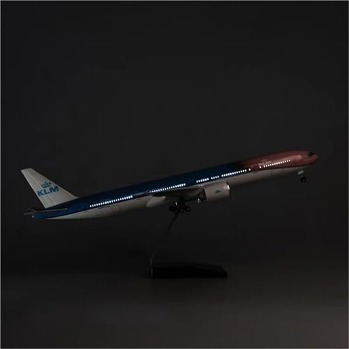 Miniatur des Flugzeugs, Flugzeugmodell, 47 cm, Maßstab 1/157, B777 KLM Royal Dutch Airlines, Flugzeugmodell aus druckgegossenem Harz mit Lichtern und Rädern. (Withled) von POSMRWK