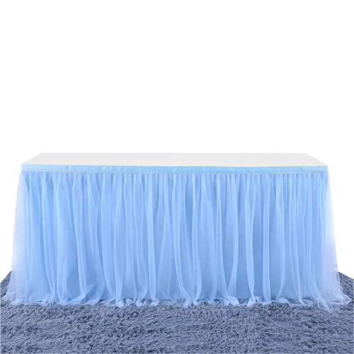 POTUBI Party-Tischrock, 6 Fuß/9 Fuß Tüll-Tischrock, rechteckiger runder Tutu-Tischrockstoff for Hochzeits-Geburtstagsfeier-Party-Tischröcke (rot, 9 Fuß 77 x 275 cm)(Blue,9FT 77X275CM) von POTUBI