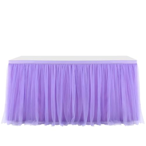 POTUBI Party-Tischrock, 6 Fuß/9 Fuß Tüll-Tischrock, rechteckiger runder Tutu-Tischrockstoff for Hochzeits-Geburtstagsfeier-Party-Tischröcke (rot, 9 Fuß 77 x 275 cm)(Purple,6FT 77X183CM) von POTUBI