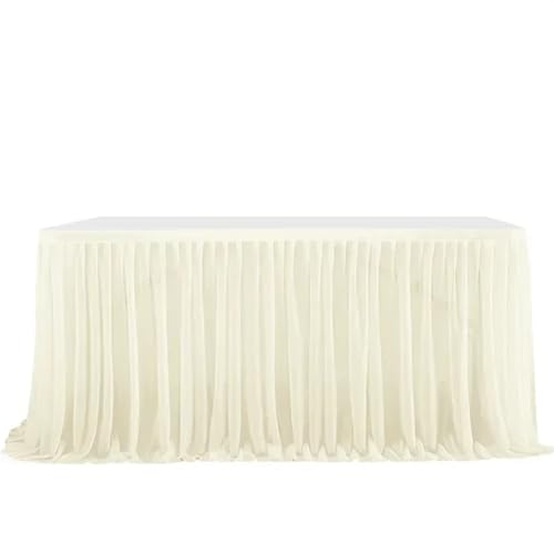 POTUBI Party-Tischrock, Hochzeitstischröcke, Geburtstagstischrock, Hochzeitsfeier, Tutu, Tüll-Tischrock, Hochzeitsfeier, Heimdekoration, Party-Tischröcke (rot, 122 x 77 cm)(Beige,6FT (185x77cm)) von POTUBI