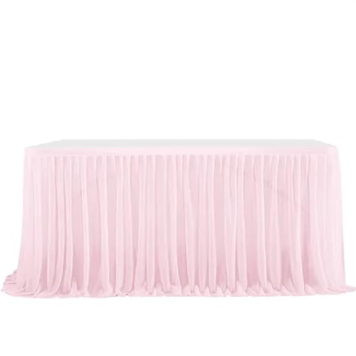 POTUBI Party-Tischrock, Hochzeitstischröcke, Geburtstagstischrock, Hochzeitsfeier, Tutu, Tüll-Tischrock, Hochzeitsfeier, Heimdekoration, Party-Tischröcke (rot, 122 x 77 cm)(Light Pink,6FT (185x77cm)) von POTUBI