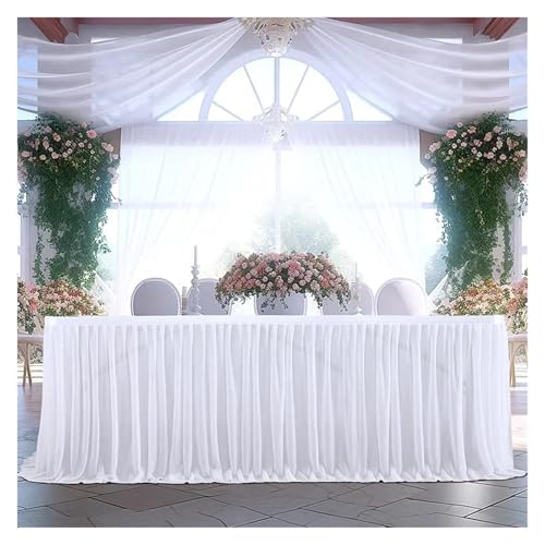 POTUBI Party-Tischrock, Hochzeitstischröcke, Geburtstagstischrock, Hochzeitsfeier, Tutu, Tüll-Tischrock, Hochzeitsfeier, Heimdekoration, Party-Tischröcke (rot, 122 x 77 cm)(White,9FT (275x77cm)) von POTUBI