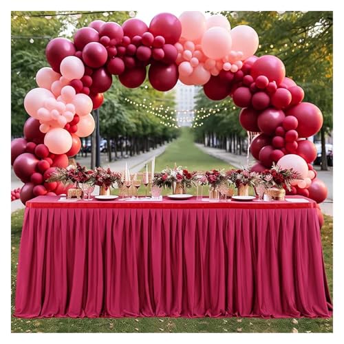 POTUBI Party-Tischrock, Polyester-Tischrock, ausgestattet mit plissiertem Rüschen-Tischrock for Party-Hochzeits-Geburtstagsparty-Tischröcke (Rosa, 4 Fuß (H 78 L 122 cm))(Color 2,14ft(H78 L427cm)) von POTUBI