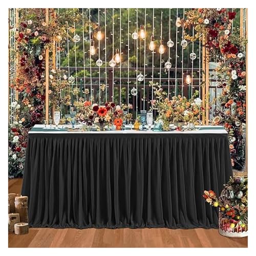 Party-Tischrock, Party-Tischrock, Geburtstag, plissierter Dessert-Tischdeckenbezug, Hochzeit, festlicher Tischrock, Heimtischdekoration, Party-Tischröcke (weiß, 78 x 427 cm)(Black,4FT 78X122cm) von POTUBI