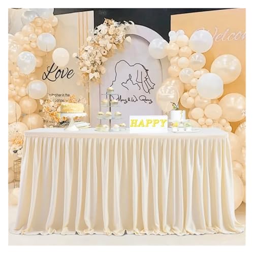Party-Tischrock, Party-Tischrock, Geburtstag, plissierter Dessert-Tischdeckenbezug, Hochzeit, festlicher Tischrock, Heimtischdekoration, Party-Tischröcke (weiß, 78 x 427 cm)(Color 1,9FT 78X275cm) von POTUBI
