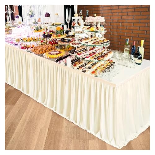 Party-Tischrock, Party-Tischrock, Geburtstag, plissierter Dessert-Tischdeckenbezug, Hochzeit, festlicher Tischrock, Heimtischdekoration, Party-Tischröcke (weiß, 78 x 427 cm)(Color 2,6FT 78X183cm) von POTUBI