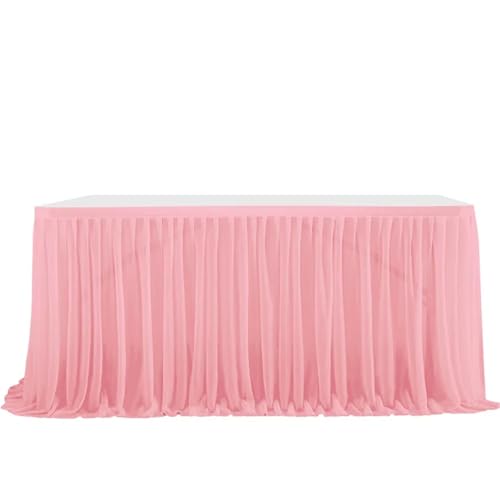 Party-Tischrock, Party-Tischrock, Geburtstag, plissierter Dessert-Tischdeckenbezug, Hochzeitstischrock, Hotel-Display, Esstischdekoration, Party-Tischröcke (rot, 2,43 m x 0,77 m)(Blush,4FT 1.22m x0.77 von POTUBI