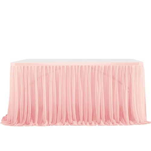Party-Tischrock, Party-Tischrock, Geburtstag, plissierter Dessert-Tischdeckenbezug, Hochzeitstischrock, Hotel-Display, Esstischdekoration, Party-Tischröcke (rot, 2,43 m x 0,77 m)(Color 9,8FT2.43mx0.77 von POTUBI