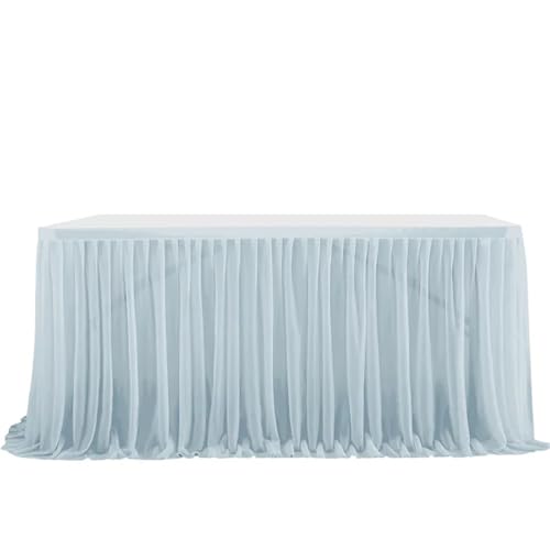 Party-Tischrock, Party-Tischrock, Geburtstag, plissierter Dessert-Tischdeckenbezug, Hochzeitstischrock, Hotel-Display, Esstischdekoration, Party-Tischröcke (rot, 2,43 m x 0,77 m)(Gray blue,8FT2.43mx0. von POTUBI