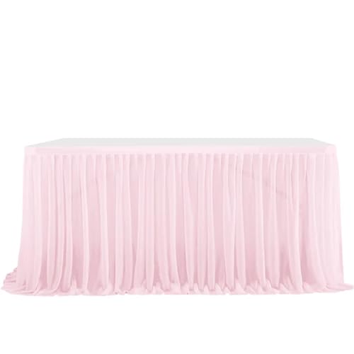 Party-Tischrock, Party-Tischrock, Geburtstag, plissierter Dessert-Tischdeckenbezug, Hochzeitstischrock, Hotel-Display, Esstischdekoration, Party-Tischröcke (rot, 2,43 m x 0,77 m)(Light Pink,4FT 1.22m von POTUBI