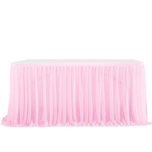 Party-Tischrock, Party-Tischrock, Geburtstag, plissierter Dessert-Tischdeckenbezug, Hochzeitstischrock, Hotel-Display, Esstischdekoration, Party-Tischröcke (rot, 2,43 m x 0,77 m)(Pink,4FT 1.22m x0.77m von POTUBI