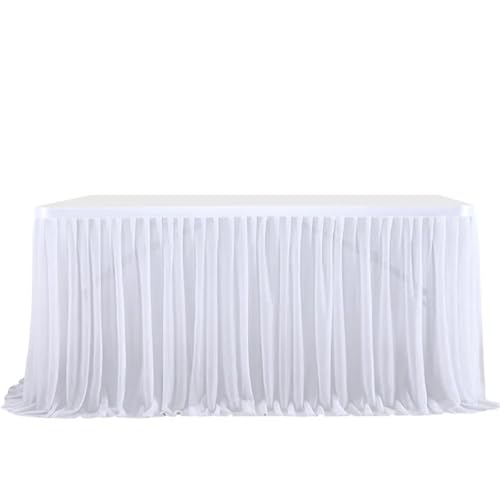 Party-Tischrock, Party-Tischrock, Geburtstag, plissierter Dessert-Tischdeckenbezug, Hochzeitstischrock, Hotel-Display, Esstischdekoration, Party-Tischröcke (rot, 2,43 m x 0,77 m)(White,4FT 1.22m x0.77 von POTUBI