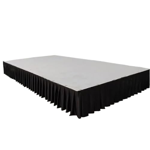 Party-Tischrock, Party-Tischröcke, Hochzeits-Tischrock for Tischdecke, Tischdecke, Hochzeitsbühne, weiße Eisseide, Tischrock, Dekoration, Party-Dekorationen (rot, H110 x B300 cm)(Black,H90xW300CM) von POTUBI