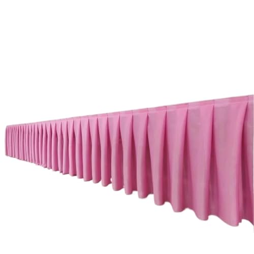 Party-Tischrock, Party-Tischröcke, Hochzeits-Tischrock for Tischdecke, Tischdecke, Hochzeitsbühne, weiße Eisseide, Tischrock, Dekoration, Party-Dekorationen (rot, H110 x B300 cm)(Dark Pink,H90xW300CM) von POTUBI